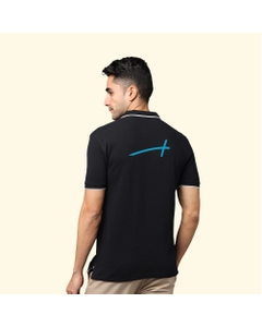Greys&Blues Pima Collar T-Shirt- Black with White SH
